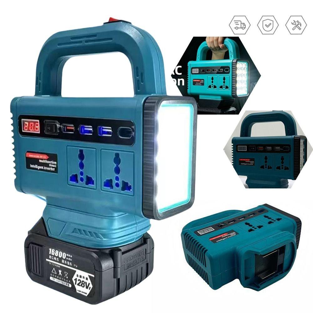 AC Power Outlet 120W Portable Power Inverter Digital Voltage Display LED Work Light