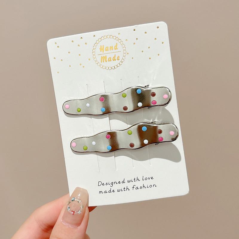 Zhao Lusi Polka Dot Metal Duckbill Hair Clip - Cute Women's Side Bangs Headdress Hairpin