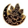 Black & Gold Moon Peony Crystal Brooch