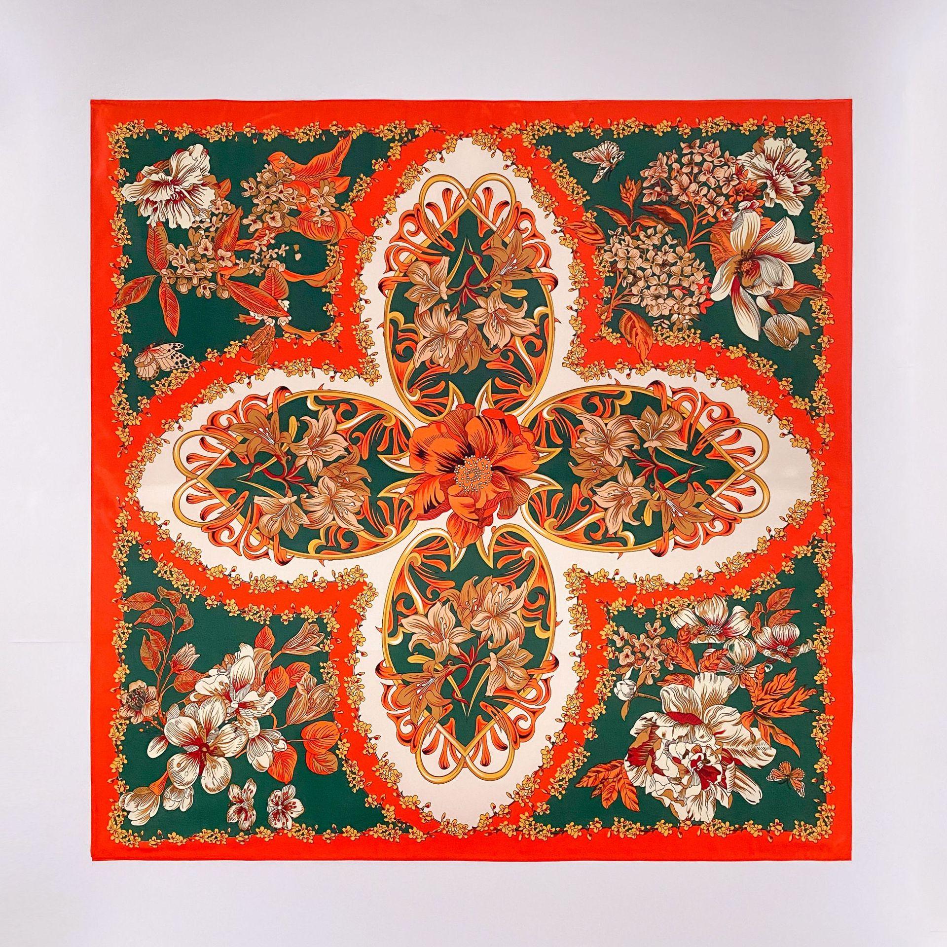 

Высококачественные роскошные шелковые шарфы, повязка на голову, шарфы, шейный шарф для женщин, шелковый шарф с цепочкой, женская декоративная шаль 90*90cm