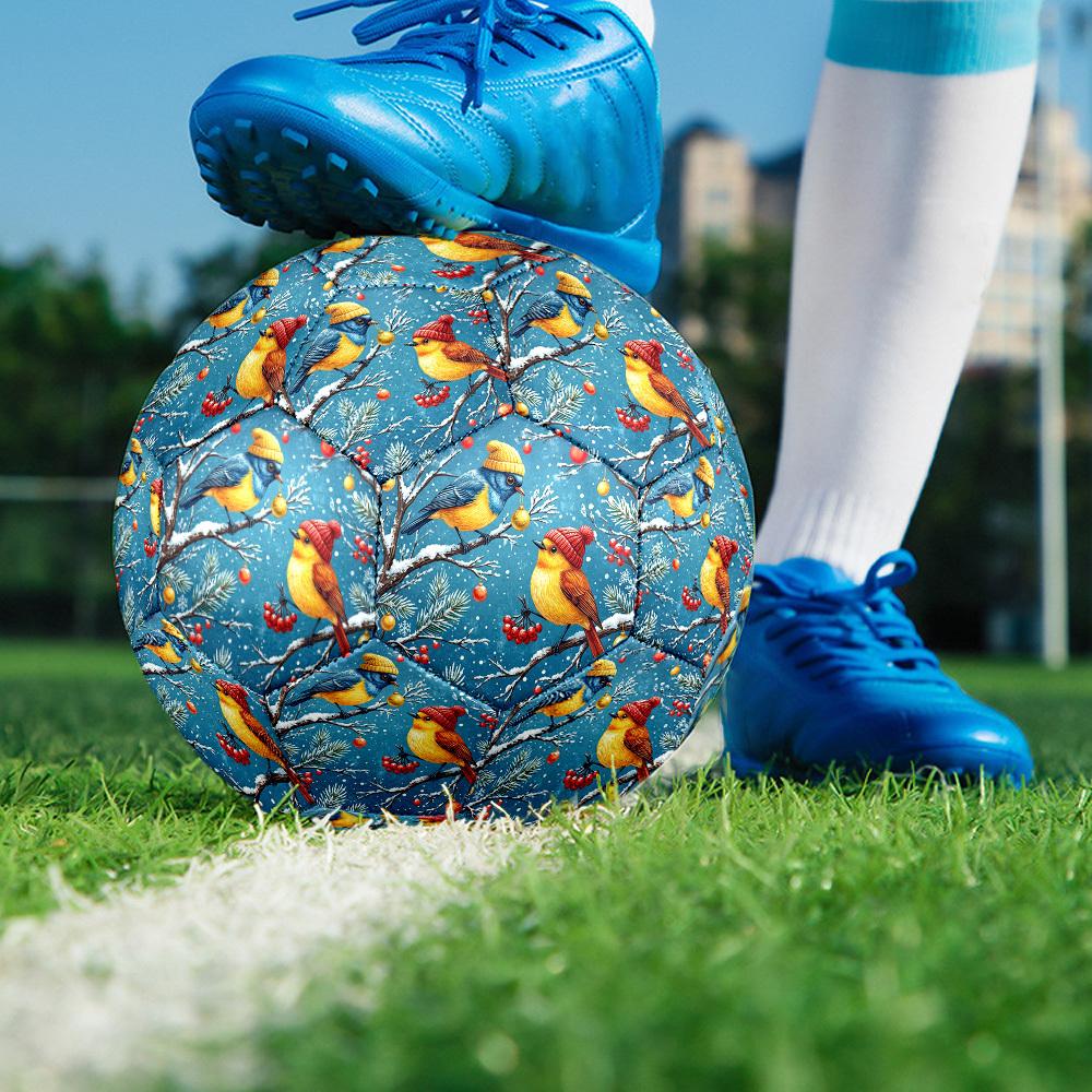 1pc Winter Birds Scene Theme Soccer Ball Football, Size 5, Lightweight PVC, Durable Outdoor Training Soccer Ball, Gift m61475
