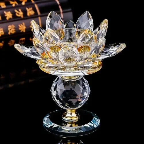 Household Colorful Crystal Lotus Candlestick, Butter Lamp Holder, Buddha Offering Lamp, Interior Decoration, Buddha Hall, Prayer