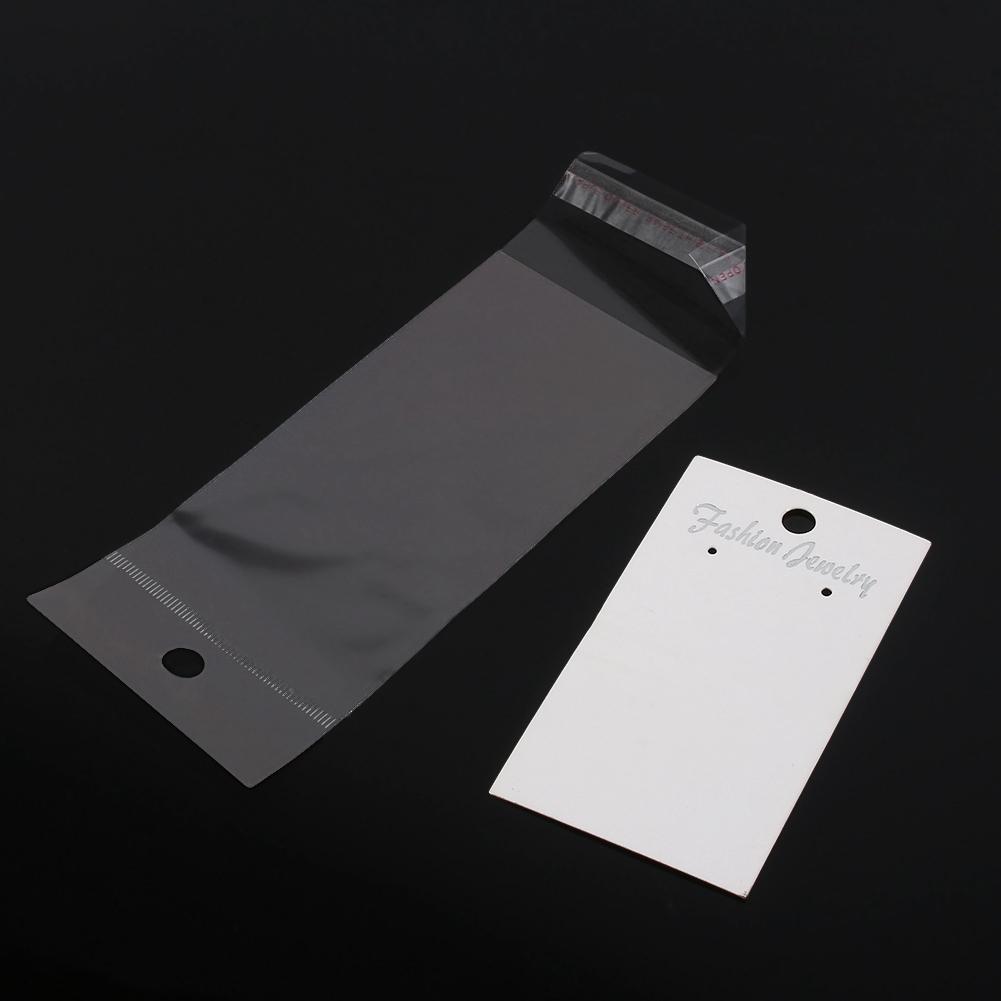 100pcs White Earring Display Cards With Self Adhesive Bags