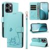 For Oppo Reno14 Pro 5G (China)/Oppo Reno14 Pro 5G (Global) Case Cat Pattern Imprint Leather Phone Cover with Wrist Strap