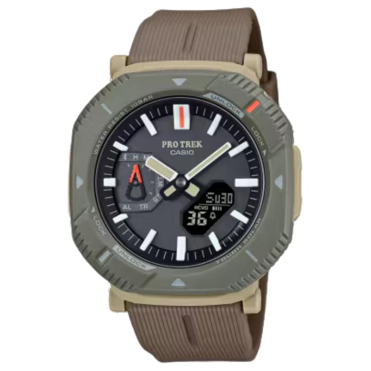 

CASIO Solar Quartz Movement Resin Strap Watch Men s Watches Black Dial PRJ-B001-5 Black Dial