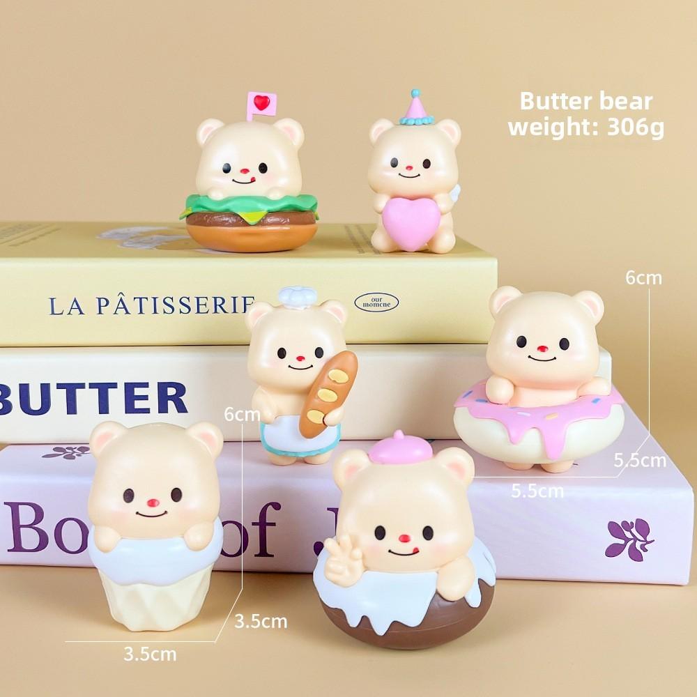 Bear Butter Cute Donut Burger Swing Food Series Model Ornament Set Desktop Decor