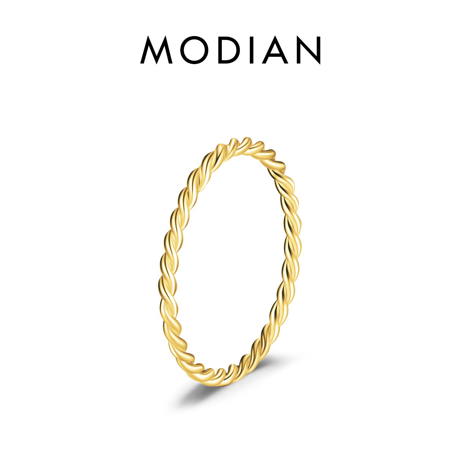 

925 Sterling Silver Minimalist Twisted Stackable Fashion Finger Ring Classic Gold Color Thin Rings For Women Fine Jewelry 4.5