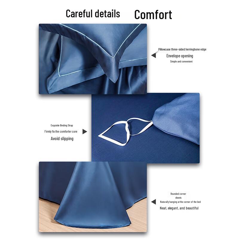 Mengjie 70th Anniversary 60S Long-Staple Cotton Sateen 4-Piece Bedding Set
