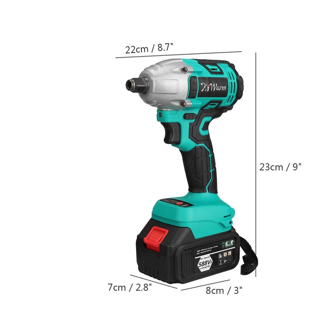 588vf 22800Amh 520N.M Torque Brushless Cordless Electric Impact Wrench Power Tools 2 Lithium-Ion Battery for Makita 18V Battery