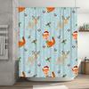 christmas shower curtain bathroom decor winter pattern deer fox santa hat waterproof washable custom made jacquard fabric cloth