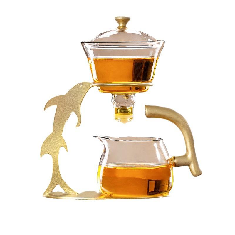 Glass Dolphin Automatic Tea Set and Teapot for Home Lazy Tea Maker Kung Fu Teacup Office Teaware Sets