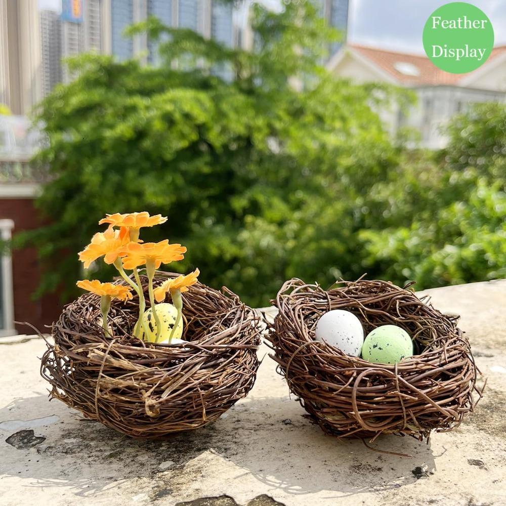 4Pcs 4.7" Birds Nest Artificial Bird Nest Decor House Decoration Birds Nest Fern  Party