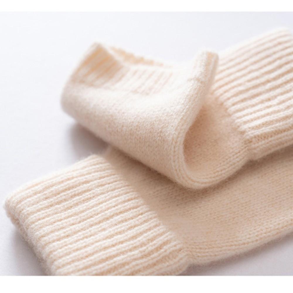 Solid Color Wool Knitted Gloves Cozy Fingerless Gloves Winter Season Women's Wear