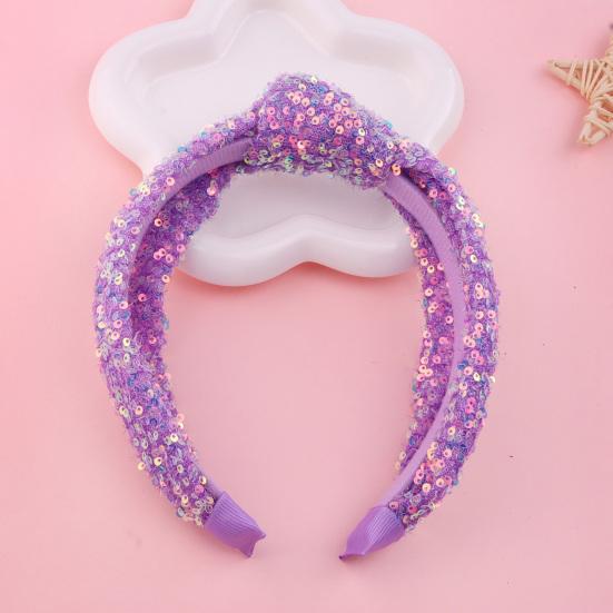Girls Hair Hoop Knotted Shiny Sequin Elastic Headband Comfortable Fit Glittery Sparkling Hairband Hair Accessories