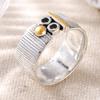 Vintage Hand Carved Women's Ring Creativity Two Color Metal Geometry Daily Wear Party Jewelry Anniversary Gift