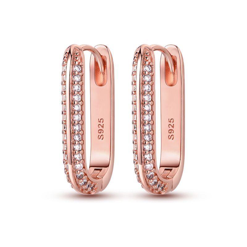 925 Sterling Silver Simple Gold U-shaped Earrings Jewelry Versatile Hoop Earrings for Women Jewelry Fine Birthday Party Gifts