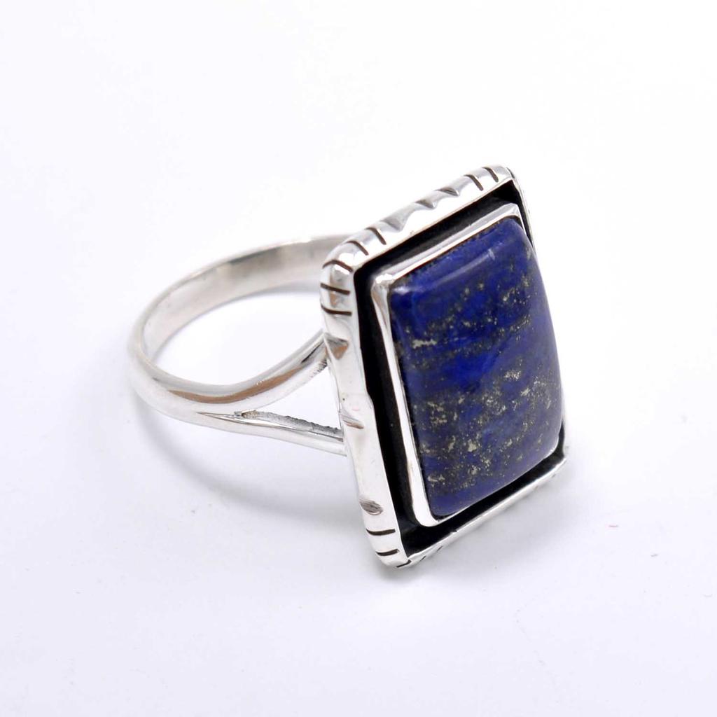 Lapislazuli-Ring aus 925er-Sterlingsilber, handgefertigter Ringschmuck mit natürlichem Edelstein