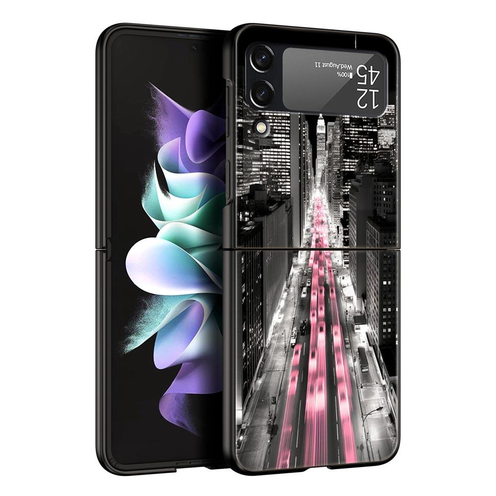 Phone Case for Samsung Galaxy Z Flip 3 4 5 6 7 Folding For Samsung Z Flip4 Flip5 PC Hard Cover NYC New York City Seaside Scenery