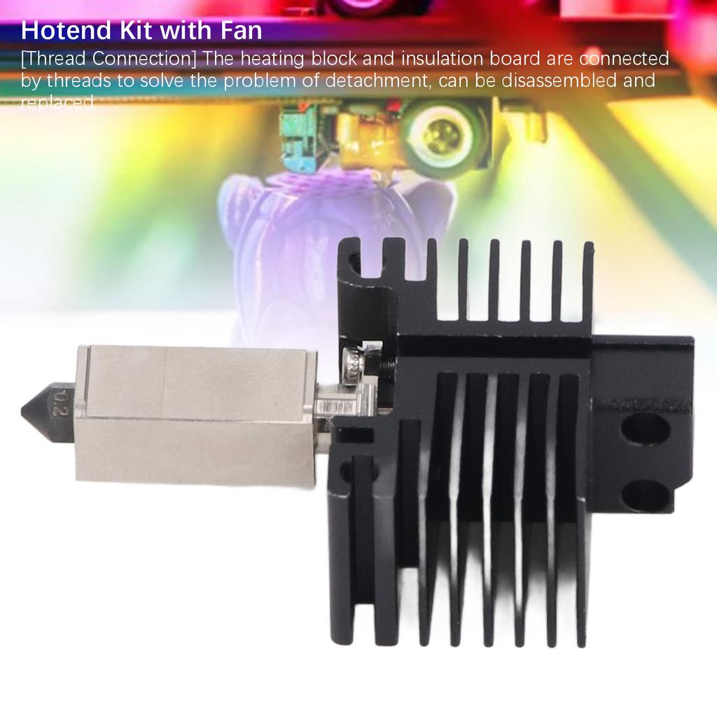 Hotend Kit 0.2mm Hardened Steel Nozzle Extruder Hot End with 2510 Fan for Bambu P1P P1S 3D Printer Hotend Kit with Fan