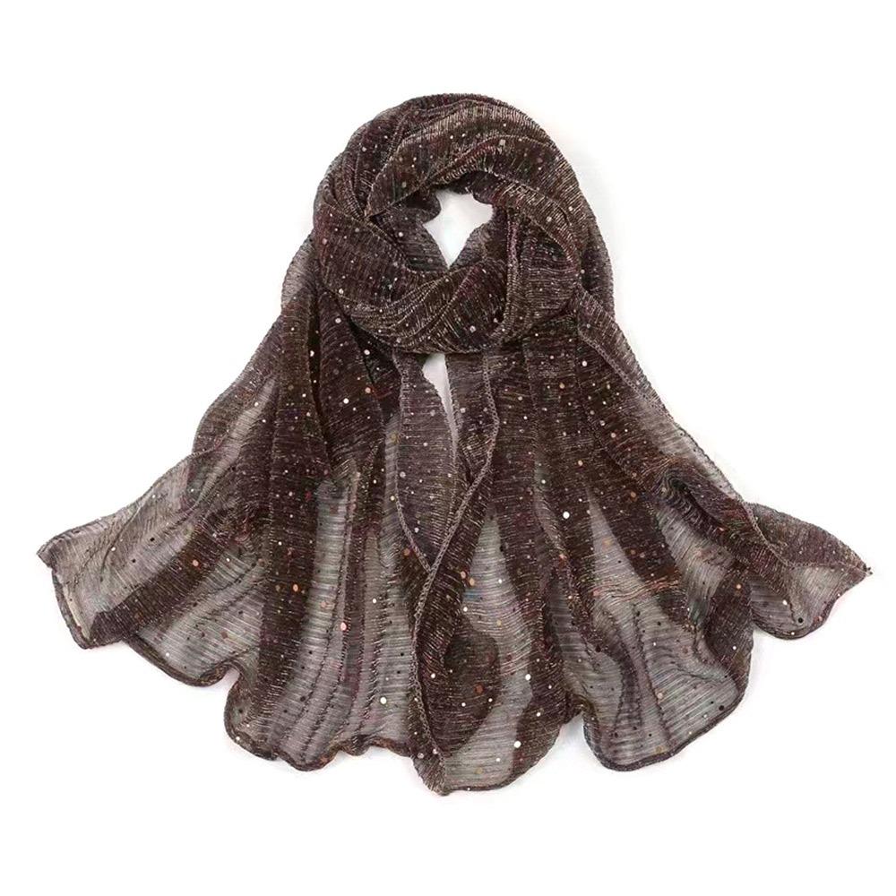 155×70cm Sequin Scarf Thin Transparent Headscarf Luxury Hijab Shawl  for Women
