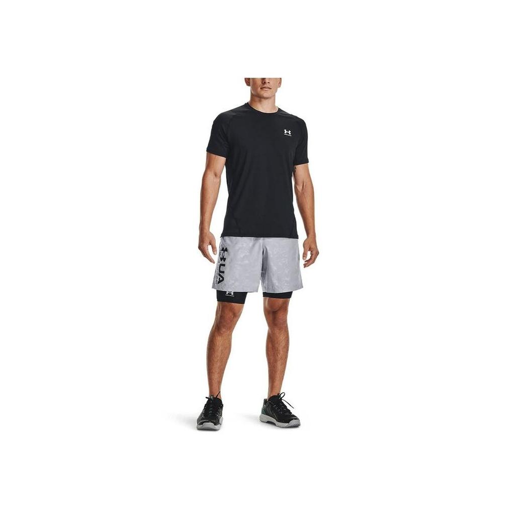 Under Armour HeatGear Logo Print Quick-Dry Compression Shorts Men Black 1361602-001