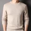 Men Fall Winter Sweater Round Neck Long Sleeve Knitted Soft Warm Slim Fit Business Elastic Solid Color Anti-shrink Men Casual Sweater