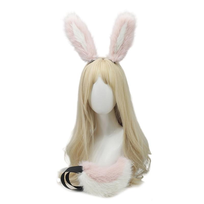 Soft Rabbits Tail Lovely Rabbits Ears Headband Plush Animal Tail Decorations Rabbits Ears Headwear for Halloween Party