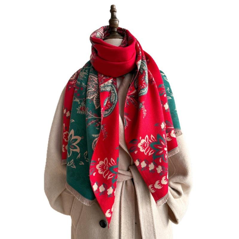 New cashew flower jacquard scarf women's autumn and winter fashion imitation cashmere shawl thickened warm scarf