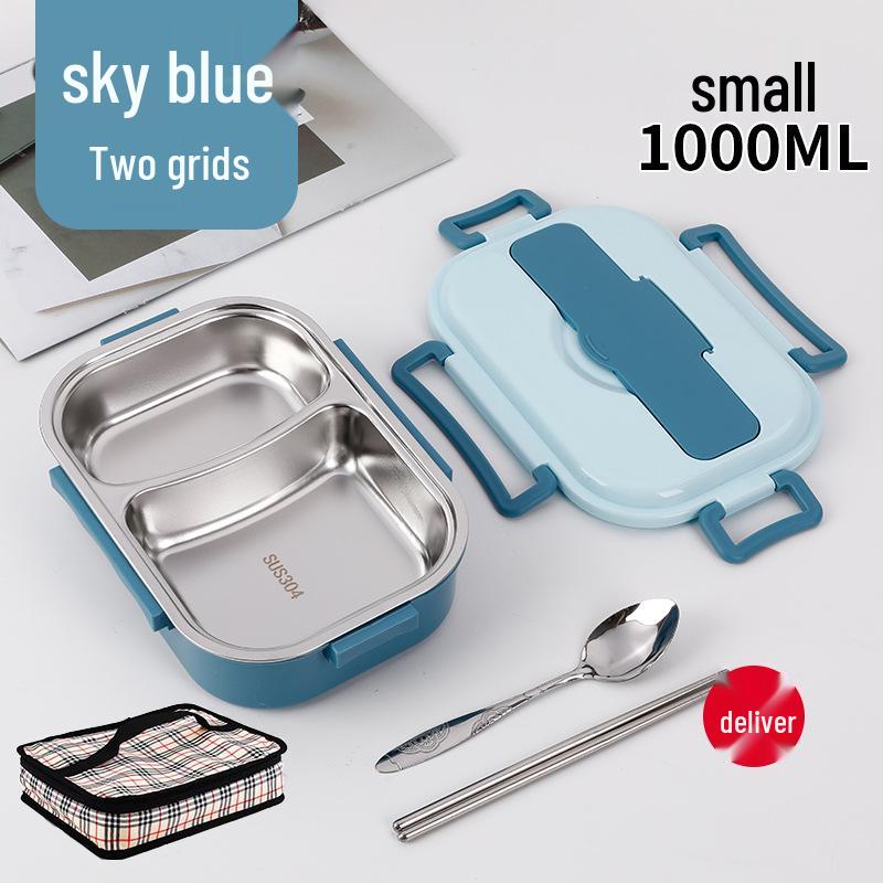 Fiambrera Bento Portátil de Acero Inoxidable 304 con Separadores – Gran Capacidad, Diseño de Hebilla Cuadrada, Estilo Nórdico para Estudiantes