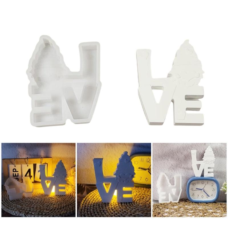Silicone Moulds LOVE Gnomes Molds Ornament Epoxy Resin Molds Handmade Plasters Molds Castings Molds for Home Decoration