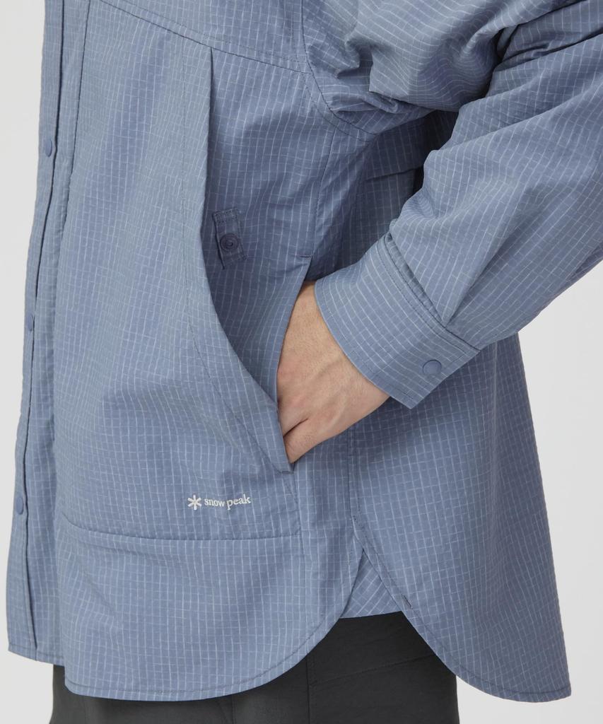 Snow Peak KASURI Ripstop Ripstop Dark Size M Shirt, Kasuri-style Fabric, Purple
