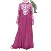 2025 Ethnic Style Muslim Women's Long Sleeve Stand Collar Printed Swing Dress PP1491