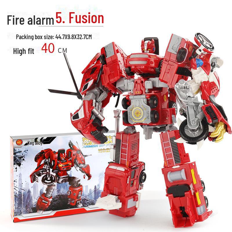 Kaiyu Alloy Transforming Fire Truck & Helicopter Toy
