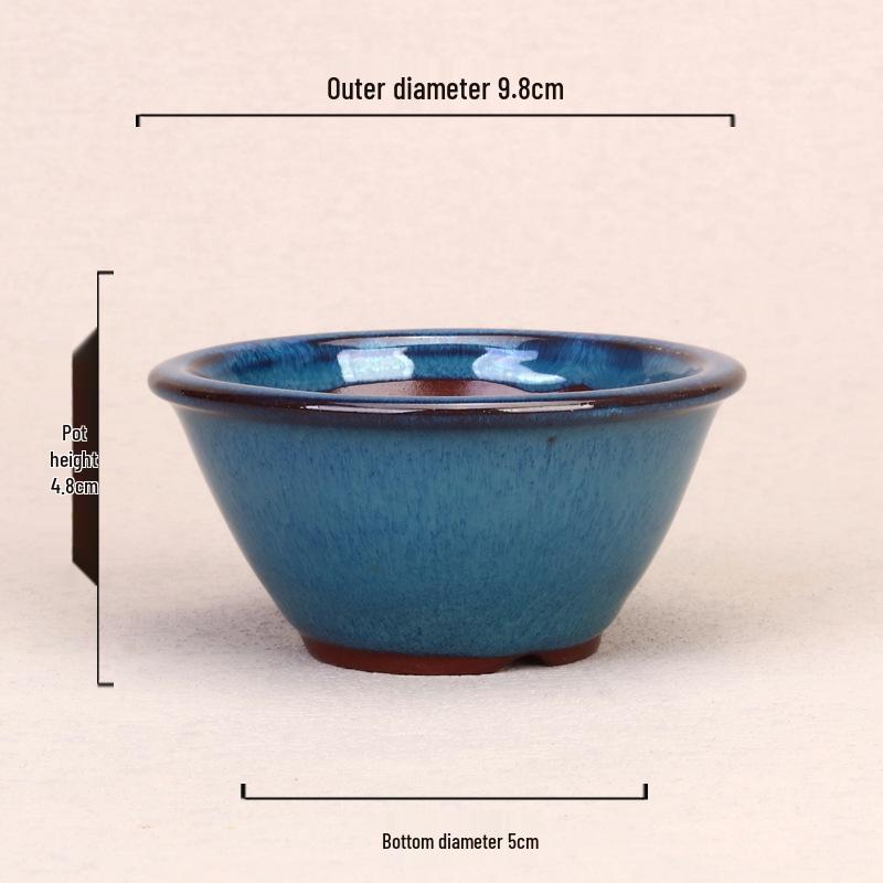 Ceramic Miniature Hand-Shaped Purple Clay Succulent Pot with Blue Glaze - Small Flower Pot for Balcony Seedlings