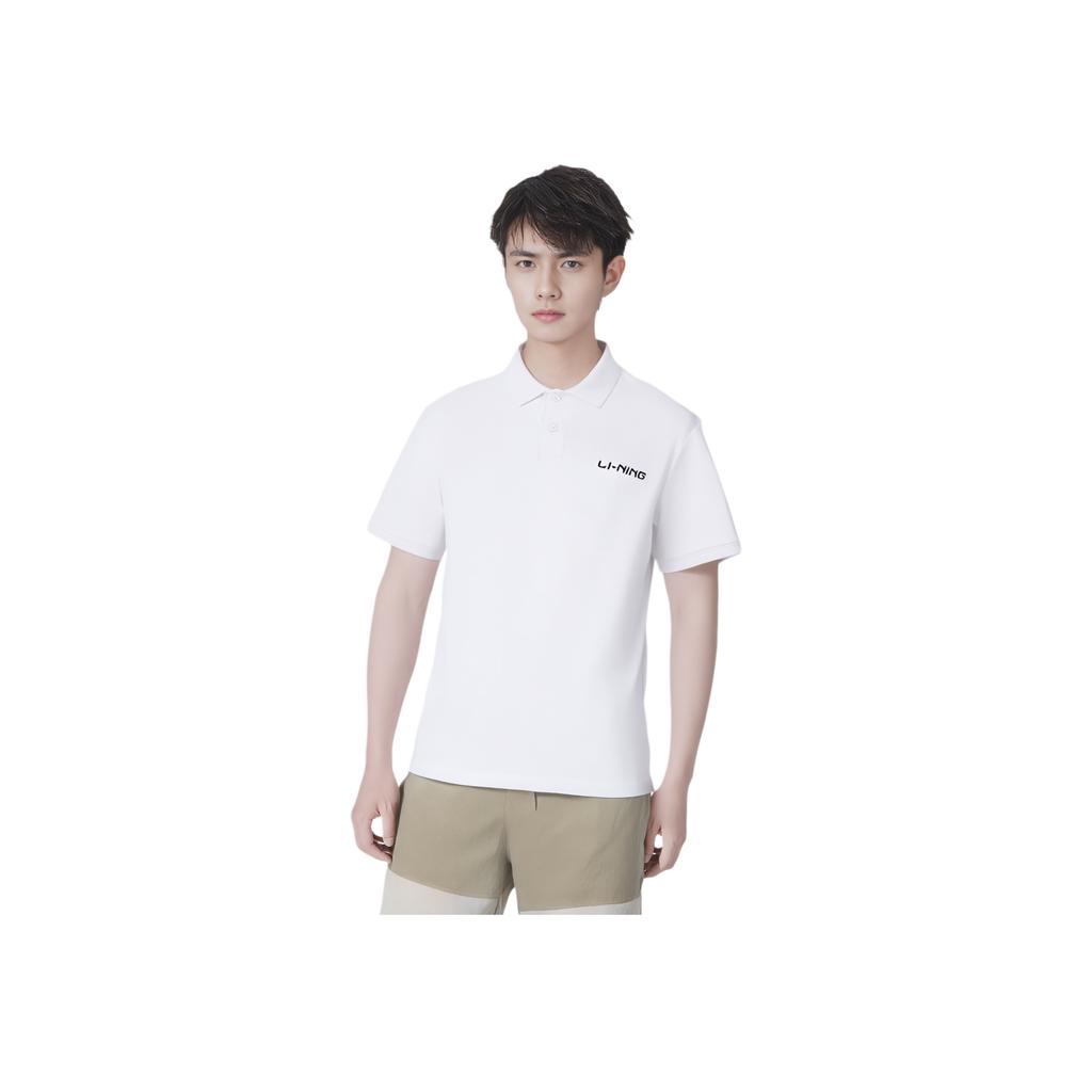 Li Ning Table Tennis Series Solid Color Versatile Comfortable Short Sleeve Polo Shirt Unisex Polo Shirts White APLV545-2
