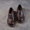 Johnature Genuine Leather Women's Shoes Soft Soled Loafers British Style Thick Soled Slip-on Shoes