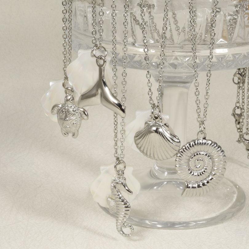 1Pc Stainless Steel Animal Starfish Turtle Octopus Seahorse Pendant Necklaces Vintage Summer Conch Shell Women Collar Jewelry