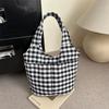 Korean Vintage Plaid Shoulder Underarm Bags for Women Large Capacity Ladies Vest Shopping Bag Lightweight Student Tote Handbags
