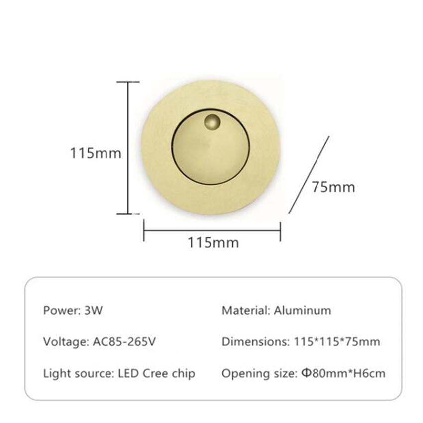 Embedded LED Wall Lamp, 360 Degree Rotation, Adjustable Angle, Hidden Recessed, Bedside Light, Folding Switch, Aisle Stair Sconc