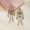 Sparkling Full Rhinestone Halloween Skull Earrings For Women Men Gothic Party Drop Dangle Earrings Punk Rock Statement Jewelry