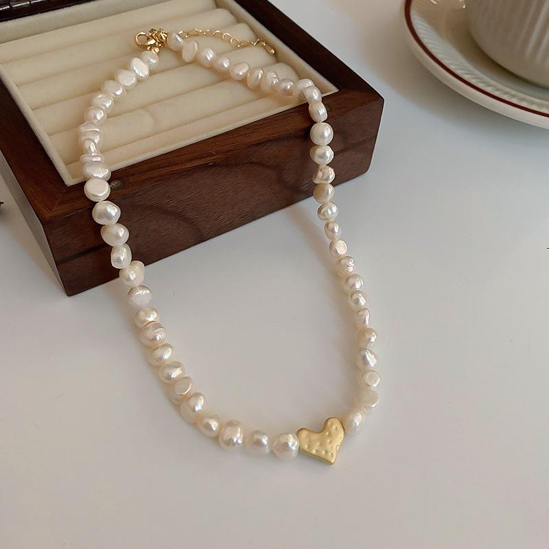French Vintage Baroque Pearl Necklace Summer Niche Premium Sense Clavicle Chain Light Luxury Versatile Necklace Women