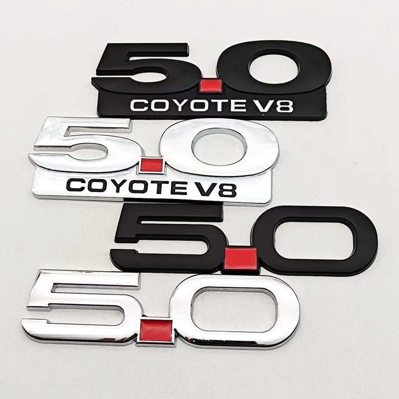 cjgnvt1 3D Metal Car Styling 5.0 COYOTE V8 Logo Badge Rear Trunk Emblem Fender Side Sticker For Ford Mustang GT SHELBY Auto Accessories