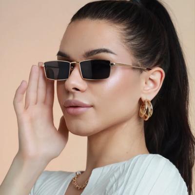 INS Fashion Small Frame Square Sunglasses Women Metal Luxury Street Photography Eyewar Retro Casual Unisex Sun Glasses