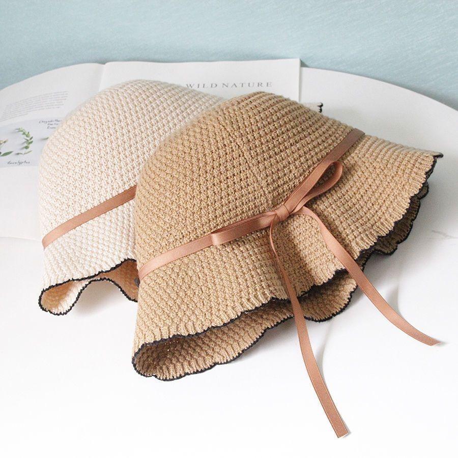 New Versatile Knitted Fashionable Fisherman Hat with Sunshade Bow and Foldable Sun Protection for Travel