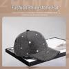 Women's Korean Style Rhinestone Baseball Cap - Wide Brim, Slimming Fit, Trendy Design
