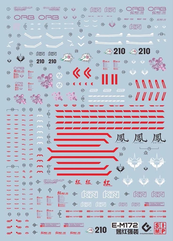 HG RG MG PG RE HiRM Robot MS Decals MG Strike Rouge Otori Equipment Fluorescent!! Detail-Up Water-Transfer (for 1/100 Ver. RM)