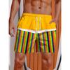 Летние 2024 Мужские шорты 3D-принт Полосатый Принт Пламя Board Shorts Купальные шорты На шнурке Дышащие Короткие Гавайские шорты