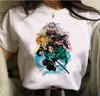 Kawaii Casual Anime Demon Slayer Kimetsu No Yaiba Graphics Female T-Shirt Summer Loose Blouse White Tees O-Neck Women Goth Tops