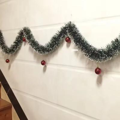 1pc-About 2M Christmas Garland Home Party Wall Door Decor Christmas Tree Ornaments Tinsel Strips with Bowknot Party Supplies
