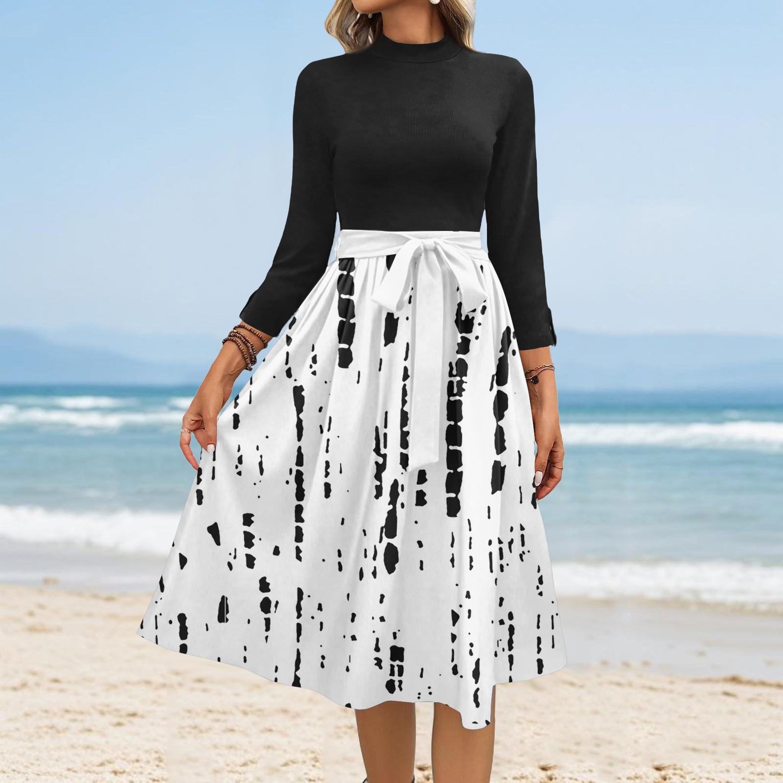 

Женские модные повседневные платья с рукавом семь восьмых, круглым вырезом, цветочным узором, темпераментные M белый